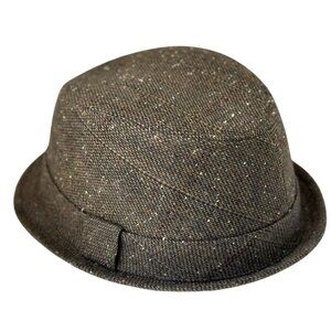 VTG Lids Tweed Fedora Bucket Hat Brown Speckled Wool Blend S/M Preppy Style Retr
